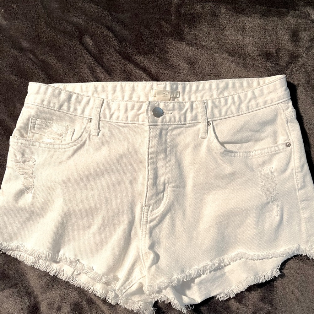 Womens H&M White Denim Shorts